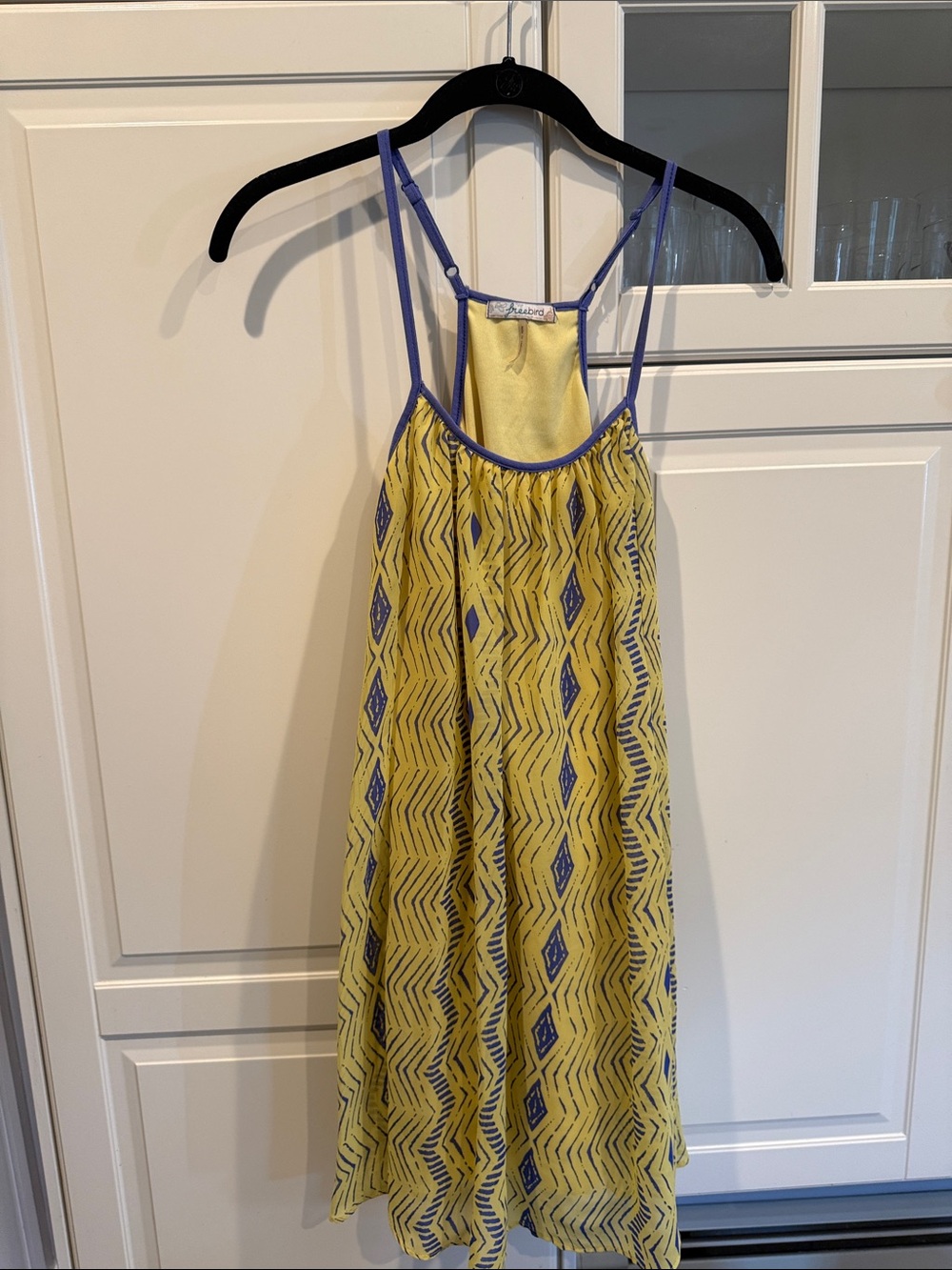 freebird Yellow and Purple Strappy Mini Dress